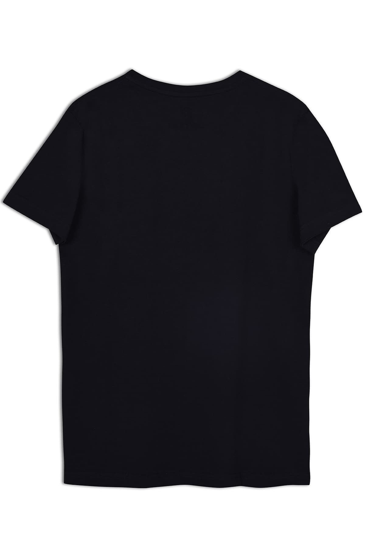 Yahu Tasarım Bisiklet Yaka Siyah Pamuk T-shirt 22